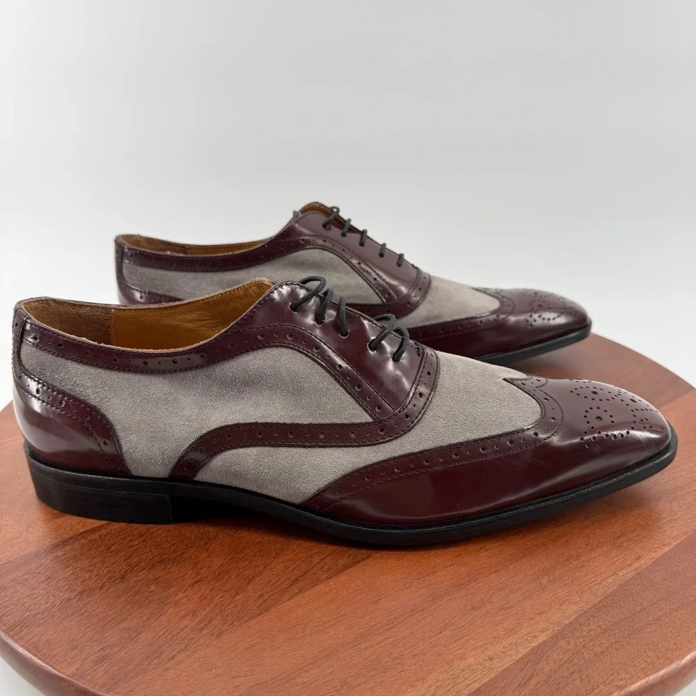 Paul Frederick Cuoio Wingtip Square Toe Oxford Dress Shoes  Italy Mens 12